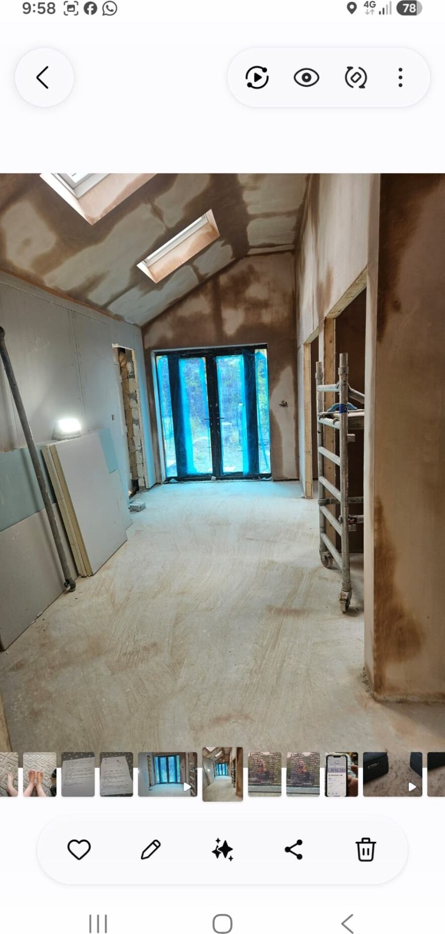 Vaulted ceiling plastered to a smooth finish by D Whitley Plastering